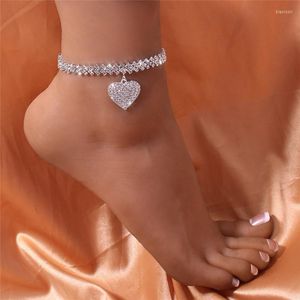 Anklets Huitan Rhinestone Chain dames zilveren kleur/gouden kleur luxe armband op beenaccessoires trouwfeest mode sieraden