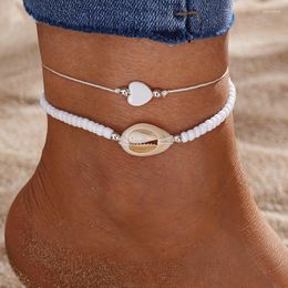 Bracelets de cheville IFKM été plage pierre chaîne ensemble de cheville pour femmes Boho coquille charme cheville Bracelet sur la jambe à la main bijoux de mode