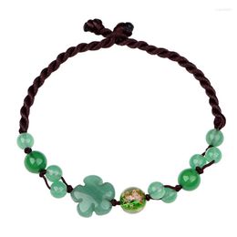 Bracelets de cheville fleur de Jade pour femmes, bijoux cadeaux, Talismans verts, pierres précieuses, pierres précieuses de luxe pour hommes, cadeau de créateur, mode naturelle, réel