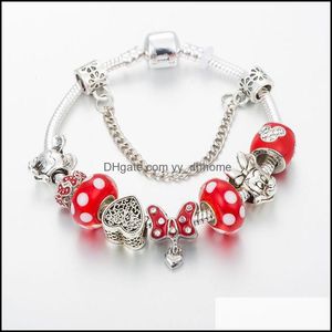 Bracelets de cheville bijoux marque coeur bracelet à breloques pour femmes rouge nœud papillon ajustement Original filles bricolage cadeau livraison directe 2021 4Mzi7