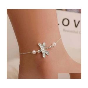 Bracelets de cheville Bijoux Libellule Crystal Sandales Cheville Bracelet Beach Lady Pied sur la jambe 485 H1 Drop Livraison Dhgyk