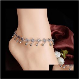 Anklets sieraden drop levering 2021 Europa en de Verenigde Staten eenvoudige retro footwork waterdruppels kwast gesneden Anklet tkt8l