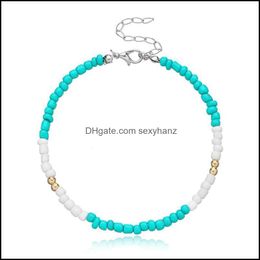 Bracelets de cheville bijoux pour femmes mode européenne et américaine Style bohème couleur riz perle cheville plage Aessories livraison directe 2021 Vlkwa