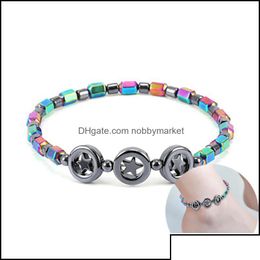 Enkelbanden Sieraden Magnetische Ovale Hematiet Stone Kraal Armband Regenboog Kleur Vrouwen Zomer Strand Gezondheid Energie Genezing Model Foot Drop Del Dhouw