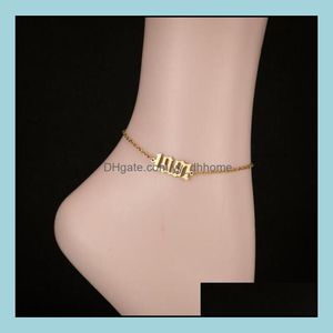 Ankjes sieraden Nieuwe personalisatie roestvrijstalen enkelarmband 1980 tot 2000 speciaal geboorterjaar aangepaste nummer anklet charme beste vriend geschenken