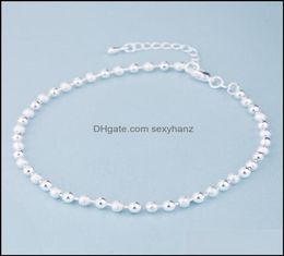 Anklets Sieraden Zomermode 925 Sterling Sier Chain for Women Beach Party Beads enkel Bracelet Foot Girl Gifts Drop Delivery 209167025