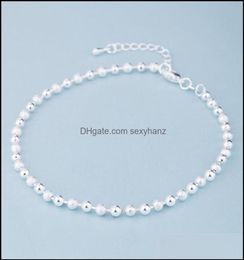 Chevilles bijoux mode d'été 925 Sterling Sier Chain for Women Beach Party Beads Bracelet Foot Girl Girls Drop Livrot 204377685