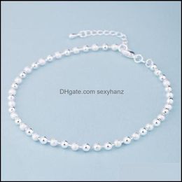 Chevillets bijoux mode d'été 925 Sterling Sier Chain for Women Beach Party Beads Bracelet Foot Girl Girls Drop Livrot 204670507