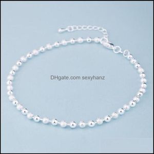 Chevillets bijoux mode d'été 925 Sterling Sier Chain for Women Beach Party Beads Bracelet Foot Girl Girls Drop Livrot 204670507