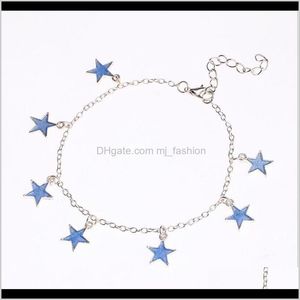 Enklets sieradenlumineuze ster Tassel Bracelet Sier Glow in de donkere Anklet Chain Yoga Dancing Foot enkelarmbanden 1822 Drop levering 2021 BPW