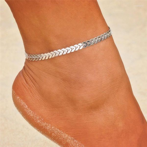 Bracelets de cheville KOTik Bohème Or Flèche Bracelet De Cheville Pour Femmes Argent Couleur Chaîne Femme Été Plage Pieds Nus Jambe Bijoux