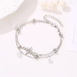 Enkelbanden gelaagde sieraden Anklet dames kralen armband charmes armbanden mode koppels sieraden zilveren kleur trendy roestvrije bransoletka