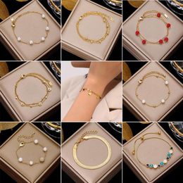 Bracelets de cheville jambe Bracelets corps chaîne cadeau pour femmes été plage accessoires acier inoxydable Imitation perle cheville couleur or