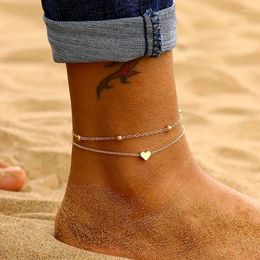 Bracelets de cheville LETAPI Simple coeur femme pieds nus crochet sandales pied bijoux jambe mode cheville bracelets pour femme chaîne