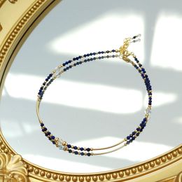Anklets lii ji lapis lazuli citrine lunarstone 14k oro relleno de oro Austia Anklet 24+3cm Joyería Handamde para mujeres Regalo
