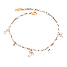 Anklets Lokaerlry Titanium staal Bohemia Holiday Beach Chain Link For Women Girl Trendy CZ Ananas Bird Charm Anklet LA19030