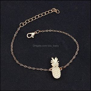 Bracelets de cheville belle évidé trois-Nsional pin cheville chaîne alliage fruits goutte livraison 2021 bijoux Lulubaby Dhmwa