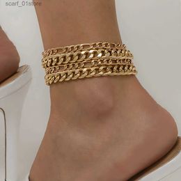 Cavigliere ltilayer Colore oro Cavigliera in metallo Set da donna 2022 Vintage Sandali a piedi nudi Braccialetti estivi Ragazze Glamour Gioielli di modaL231219