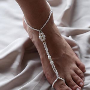 Enklets Luoler 1pc Pearl Barefoot Sandal Anklet For Women Teen Ring Ring Beach voetketen Ankle Bracelet Girls Fashion Summer Sieraden Geschenken