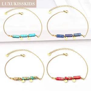 Chevilles luxukisskids ethnique mode vintage pierre charmes bracelets en acier inoxydable perles colorées bijoux femmes freespp