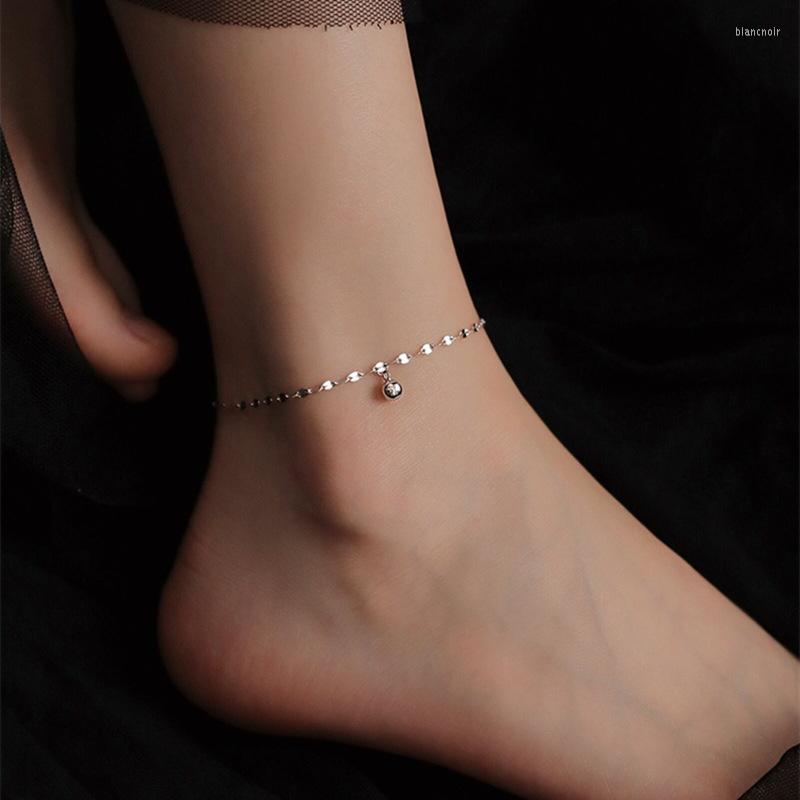 Anklets Luxury 925 Sterling Silver Round Round Bead Feet Chain Fashion Fashion For Women Gold Jewelry Wedding Party Gift Accessories