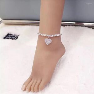 Chevilles luxe ultra flash strass de ramiage amour pendentif pas de pied sandales de plage d'été cristal grise