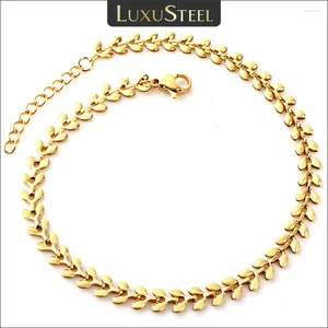 Chevilles luxusteel mode acier inoxydable pour les femmes filles boho gold feu feuille de feuille de cheville bracelet océan plage de plage