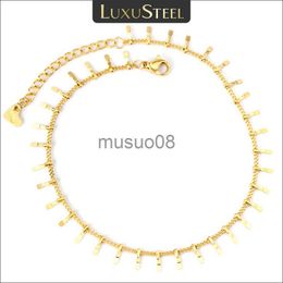 Enkelbanden LUXUSTEEL roestvrijstalen enkelbanden Brelets voor vrouwen kwastje zeester charme goudkleurige schakelketting op been mode voetsieraden J230815