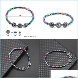 Tobilleras Magnética Oval Hematita Cuentas de piedra Tobilleras Pulsera Color del arco iris Mujeres Moda Playa Salud Energía Curación Modelo Joyería del pie Dhsb8