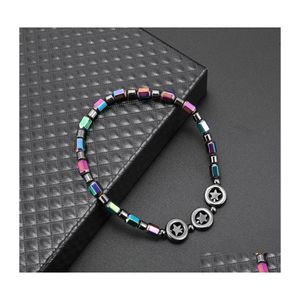 Anucletas Hematita Magnética Hematita Bead Bracelet Rainbow Star Women Summer Summer Health Health Healing Model Foot Jewely504 Drop DHN1E