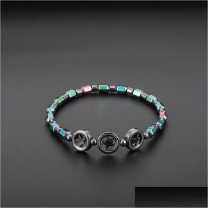 Tobilleras Magnética Oval Hematita Cuentas de piedra Tobilleras Pulsera Estrella del arco iris Mujeres Verano Playa Salud Energía Curación Modelo Pie Joyería D Dhf9I