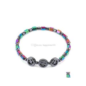 Enkelbanden magnetische ovale hematiet steen kokjes Enkband Bracelet Rainbow Color Women Summer Beach Health Energy Healing Model Foot Drop de Dhrf5