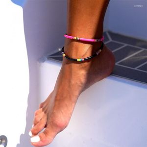 Tobilleras Megin Mix Color Boho Fimo verano playa sandalias DIY pulsera de tobillo para mujeres niñas joyería de moda amigos regalo Goth Kpo