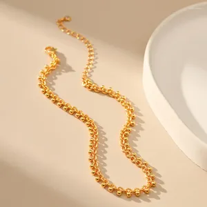 Bracelets de cheville minimalisme perles chaîne à maillons femmes plaqué or 18 carats métal européen longueur réglable bracelet de cheville beaux bijoux cadeaux