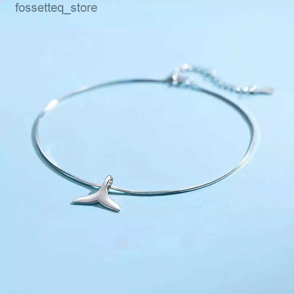 Anklets Miqiao en la pierna Hembra 925 STERLING Silver Women Mermaid Toblet Ornament Temperamento de la cadena del pie Joyería del verano L46