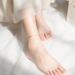 Anklets Miqiao Women Girl 17 cm Romantische boog enkel 925 Sterling zilveren gouden armband beenketen voet sieraden strandaccessoires S3398