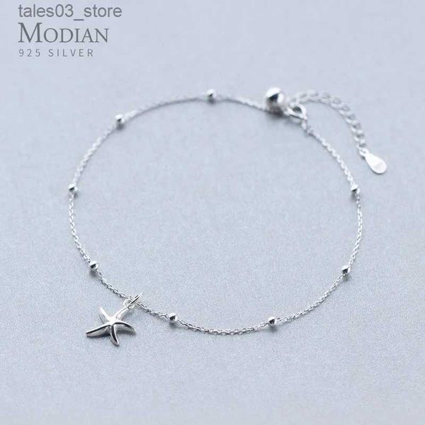 Modian offre spéciale étoile de mer perles légères chaîne de cheville pour les femmes réel 925 en argent Sterling jambe chaîne lien mode bijoux fins cadeaux Q231113