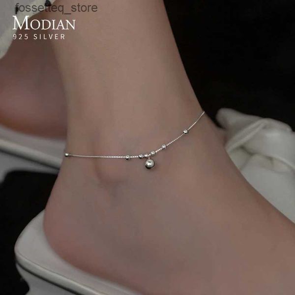 Anucletas Modian Silver Exquisite Beads Anucolas para mujeres Niñas Real 925 Joya de pie de plata esterlina Moda de estilo simple L46