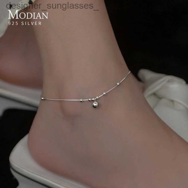 Modian argent perles exquises bracelets de cheville pour femmes filles réel 925 en argent Sterling bijoux de pied mode Simple Style jambe BraceletL231116