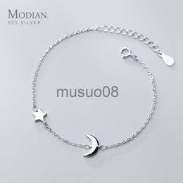 Enkelbanden Modian Simple Star Moon Brelet of enkelband voor vrouwen cadeau mode 925 sterling zilveren schakelketting Brelet fijne sieraden 2020 nieuwe J230815