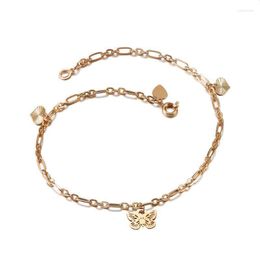 Bracelets de Cheville MxGxFam (23.5 5.5 Cm) Bracelets de Cheville d'Été à Breloque Papillon pour Femme Couleur Or 18 K Sans Plomb Et Sans Nickel