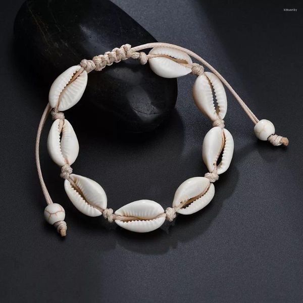 Bracelets de cheville coquille naturelle pour femmes bijoux de pied été plage pieds nus Bracelet cheville sur jambe Chian sangle accessoires