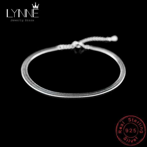 Bracelets de cheville Nouveauté cheville 925 Sterling dames argent bracelets de cheville chaîne de serpent plat pour les femmes bijoux de pied sandales aux pieds nus AnkletsL231116