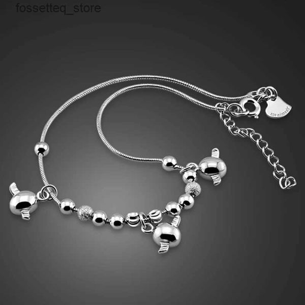 Anucletas NUEVA Moda Fashion Silver Angel Egg Feet Chail Solid 925 Sterling Silver Cute Girl Anklet Regalo para mujeres Hombres Joyas encantadoras L46