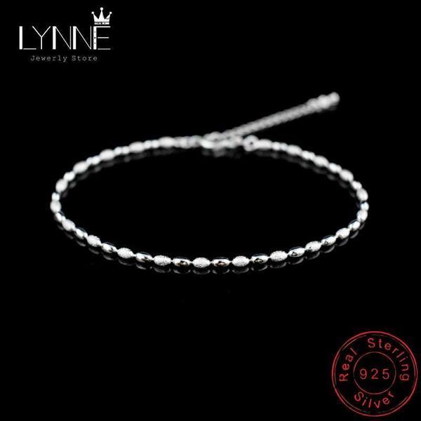 Tobilleras Nueva moda para mujer Collar de cadena de cuentas pequeñas Plata de ley 925 Collar de cuentas de oliva Pulsera Joyería de pie para mujer GiftC24326