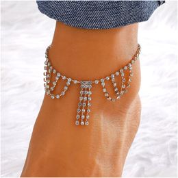 Anucletas New Foot Jewelry Sier Anklet Link Link Chain for Women Girl Bracelets Fashion Wholesale Drop entrega dhacb dhvqm