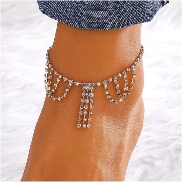 Anucletas New Foot Jewelry Sier Anklet Link Link Chain for Women Girl Bracelets Fashion Wholesale Drop entrega dhacb dhvqm