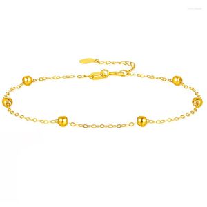 Bracelets de cheville NYMPH – bracelet de cheville en or 18 carats pour femmes, bijoux fins, véritable AU750, boule ronde solide coulissante, chaîne réglable Pure, cadeau de luxe B511