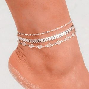 Bracelets de cheville un mot pendentif géométrique bracelet de cheville chaîne à maillons os de serpent strass gland bracelet de cheville ensemble 3 pièces