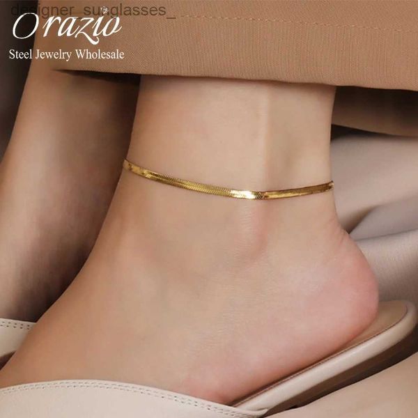 Orazio – Bracelet de cheville en chaîne serpent pour femmes, hommes et filles, bracelets de cheville en acier inoxydable, bijoux à la mode, cadeaux non allergiques, L231116